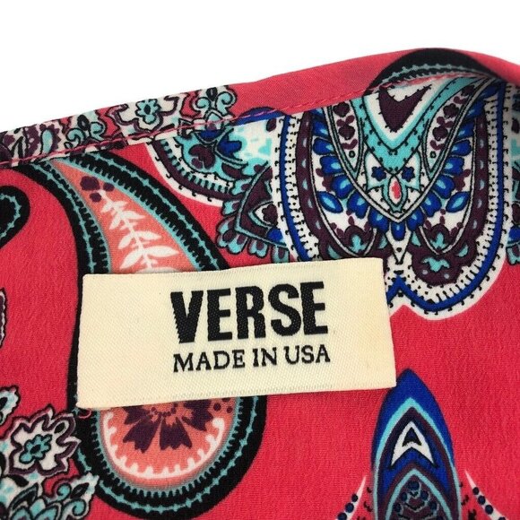 Verse Geometric Paisley Printed Top Sleeveless V-Neck Boho Multicolor Blouse L‎ - Picture 7 of 7
